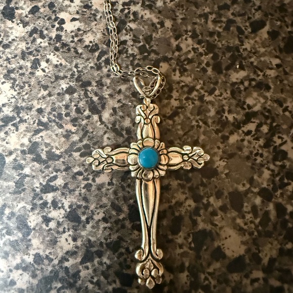 None Jewelry - Vintage Navajo Liquid Sterling Silver Cross Necklace